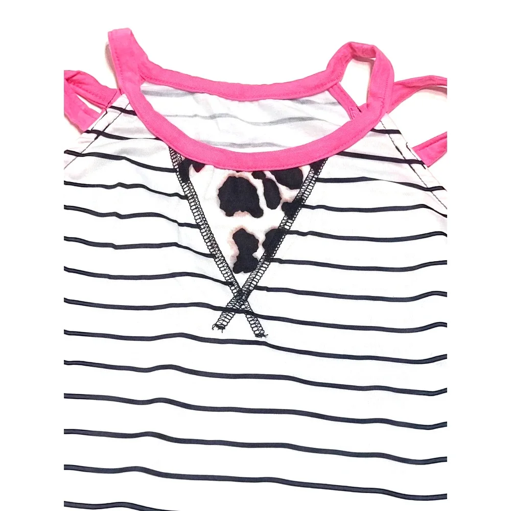 Leopard striped women's size large top blouse cold shoulder - Picture 2 of 4